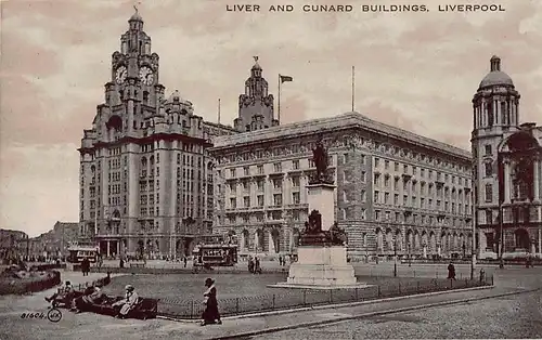 England: Liverpool Liver and Cunard buildings ngl 147.175