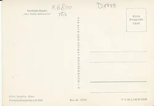 Saalfeld (Saale) Der Hohe Schwarm ngl D1758