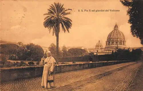 Vatikan: Papst Pio X nei giardini del Vaticano gl1913 148.061