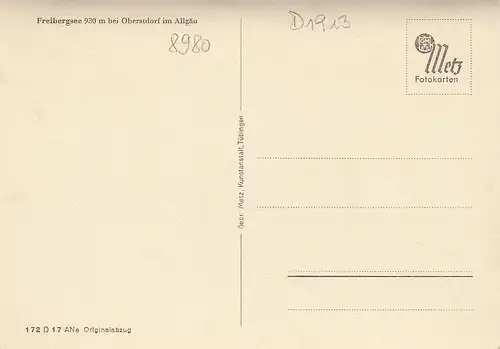 Freibergsee bei Oberstdorf/Allgäu ngl D1913