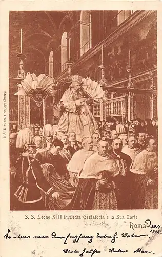 Vatikan: Roma - Leone XIII in Sedia Gestatoria e la Sua Corte ngl 148.014