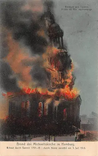 Hamburg Brand der Michaeliskirche Einsturz des Turmes gl1906 149.252