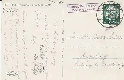 Bad Kreuznach Elisabethquelle gl1933 D1483