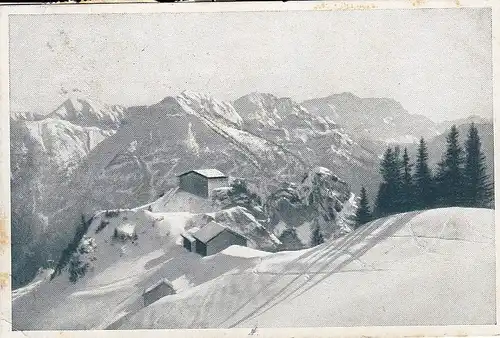 Pürschlinghäuser mit Kienjoch und Zugspitze gl1923 D2286