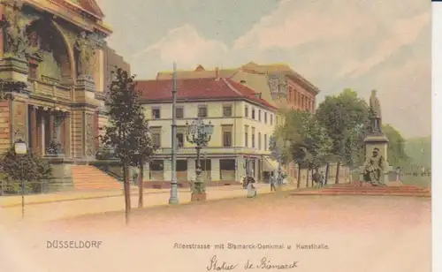 Düsseldorf Alleestraße mit Bismarck-Denkmal und Kunsthalle ngl 219.240