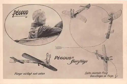 Pégoud's Sturzflüge Salto-mortale Flug Flieger mit Kopf nach unten ngl 151.569