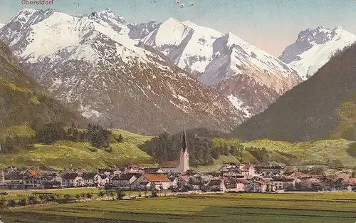 Oberstdorf mit seinen Bergen feldpglum 1930? D1478