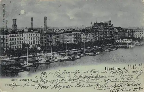 Hamburg Alter Jungfernstieg Mondscheinkarte gl1897 149.259