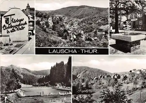 Lauscha Hüttenplatz Panorama Glasbrunnen Schwimmbad gl1978? 152.262