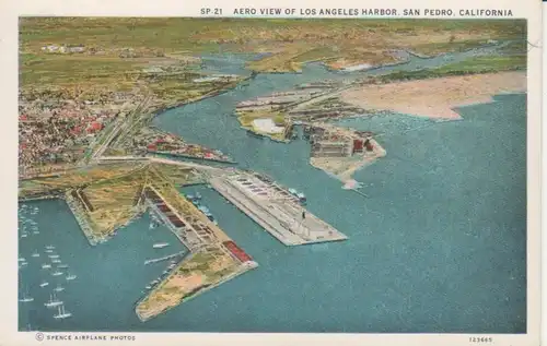 San Pedro CA - Aero View of Los Angeles Harbor ngl 220.209