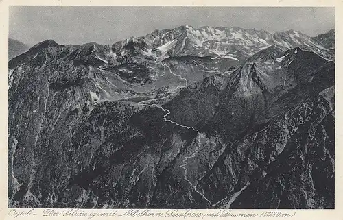 Oytal, Gleitweg mit Nebelhorn, Seealpsee und Daumen ngl D2863