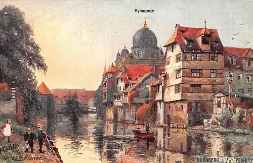 Nürnberg Partie an der Pegnitz mit Synagoge ngl 148.844