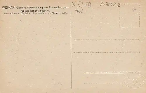 Weimar Goethe's Stadtwohnung am Frauenplan ngl D3282