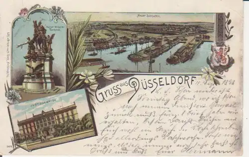 Düsseldorf Zollhafen Kaiser-Denkmal Justizgebäude Litho bahnpgl1898 219.829