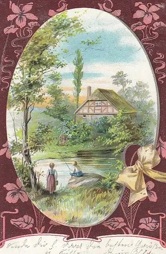 Dörfliches Idyll im Jugendstil-Rahmen gl1903 D7128
