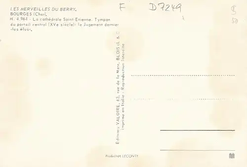 Bourges (Cher) La Cathédrale St.Etienne Tympan du Portail central ngl D7249