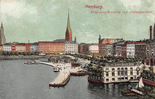 Hamburg Alter Jungfernstieg mit Alsterpavillon ngl 149.244