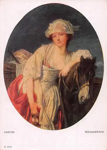 Tiere: Milchmädchen mit Pony Gemälde von Jean-Baptiste Greuze ngl 150.784