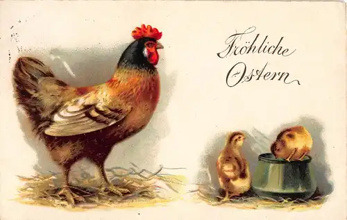 Tiere: Huhn mit Kücken Ostergrußkarte gl1930 150.896