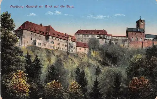 Eisenach, Wartburg - Gastshof mit Blick auf die Burg feldpgl1915 154.181