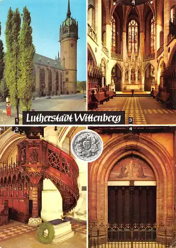 Lutherstadt Wittenberg Schlosskirche Luthers Grab Thesentür gl1986 154.189