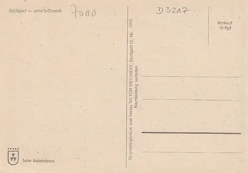 Stuttgart Johanneskirche (vor Bombardierung) ngl D3217