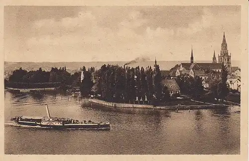 Konstanz (Bodensee) von der Seestraße mit Raddampfer ngl D3425