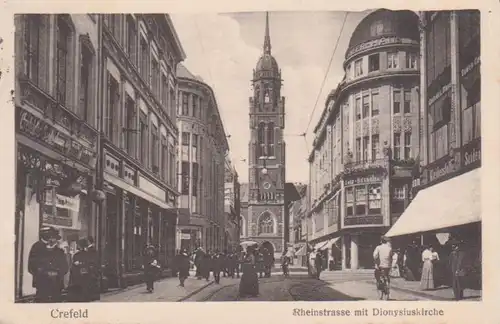 Crefeld Rheinstraße mit Dionysiuskirche gl1936? 219.946