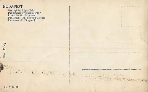 Budapest Országhaz. Lépcsöház- Parlament: Treppenaufgang ngl 149.954