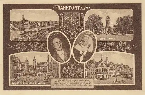 Frankfurt a.Main Goethe und Fr.Stoltze, Mehrbildkarte gl1930 D3543