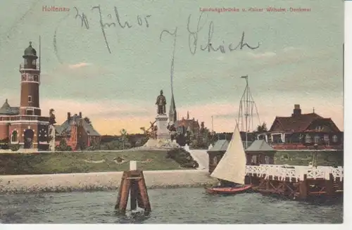 Kiel-Holtenau Landungsbrücke und Kaiser Wilhelm-Denkmal gl1905 220.340