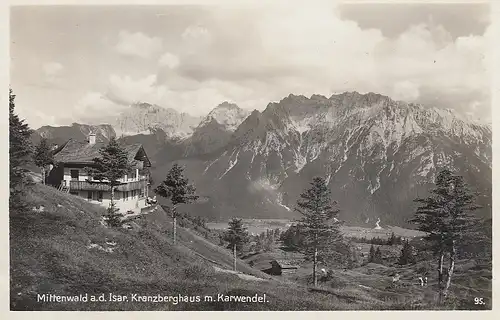 Mittenwald a.d.Isar Kranzberghaus mit Karwendel ngl D2607