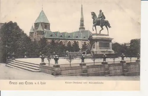 Essen (Ruhr) - Kaiserdenkmal und Münsterkirche ngl 220.090