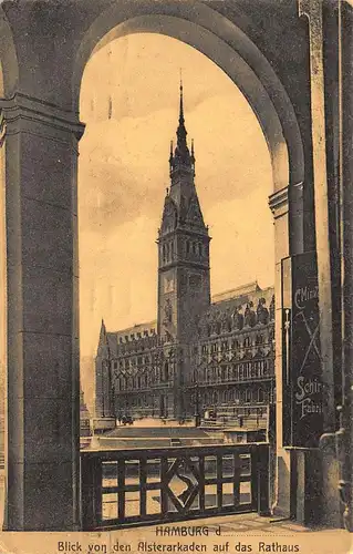 Hamburg Blick von den Alsterarkaden auf das Rathaus gl1912 149.311