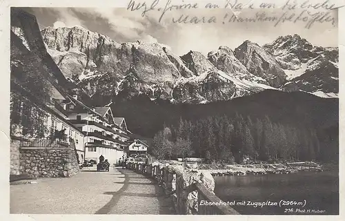 Eibseehotel mit Zugspitze gl1929 D9437