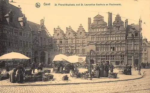 Gent - St. Pharaildisplaats St. Laurentius Gasthuis en Vischmarkt ngl 149.532