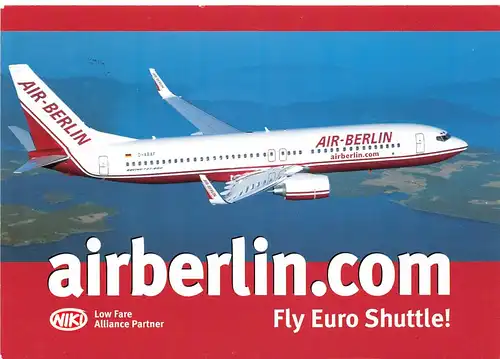 Air Berlin Boeing 737-800 D-ABAF Fly Euro Shuttle! Werbekarte gl2005 151.680