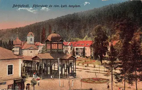 Bártfafürdö Föforrástér és róm. kath. templom gl1915 149.902