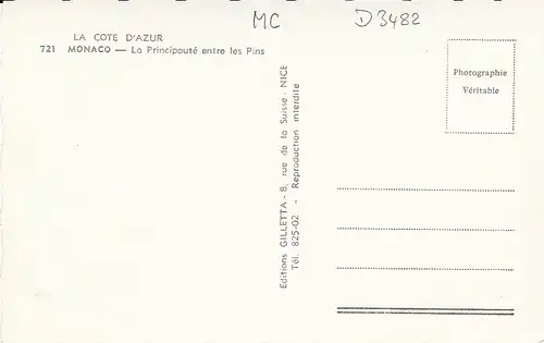 Monaco La Principauté entre les Pins ngl D3482