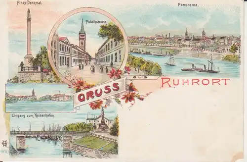 Duisburg-Ruhrort Panorama Fabrikstraße Kaiserhafen Litho ngl 219.918