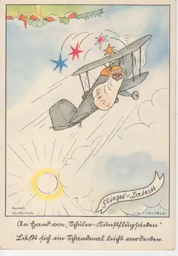 Flieger-HUMOR Aquarell-Künstler-AK ngl 220.536