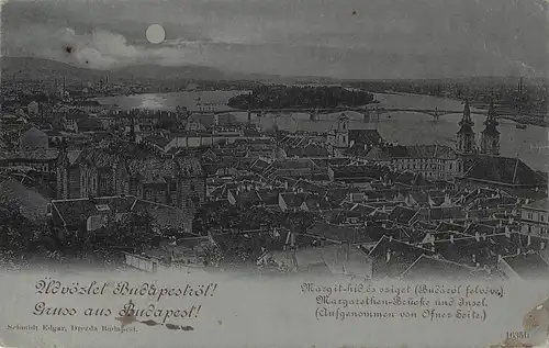 Üdvözlet Budapeströl / Gruss aus Budapest Mondscheinkarte ngl 150.006