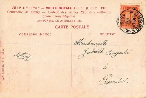 Liège Visite Royale du 13 Juillet 1913 Künstlerkarte gl1913 149.394