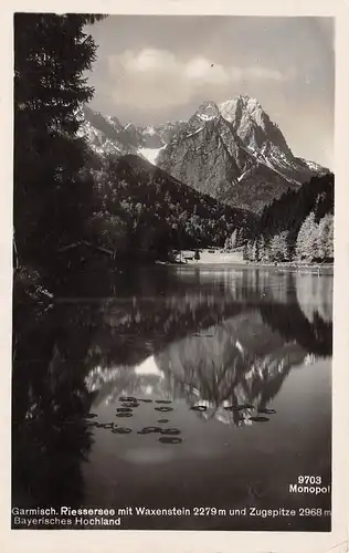 Riessersee bei Garmisch mit Waxenstein und Zugspitze gl1929 155.062