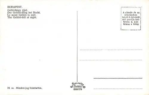 Budapest Der Gellért-Berg bei Nacht / Gellérthegy éjjel ngl 150.059