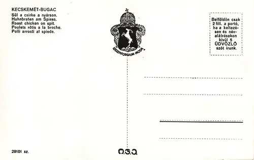 Kecskemét-Bugac Sül a csirke a nyárson / Huhnbraten am Spieß ngl 149.809