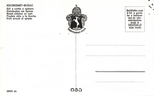 Kecskemét-Bugac Sül a csirke a nyárson / Huhnbraten am Spieß ngl 149.867