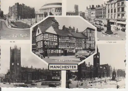 England: Manchester Midland Hotel Old Shambles Town Hall gl1958 222.712