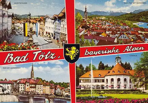 Bad Tölz bayerische Alpen Mehrbildkarte gl1974 D5144