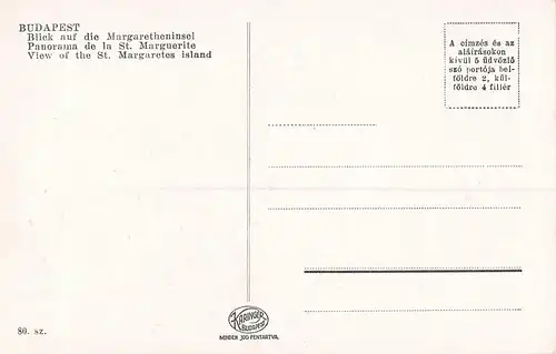 Budapest Blick auf die Margaretheninsel / Kilátás a Margitszigetre ngl 150.075